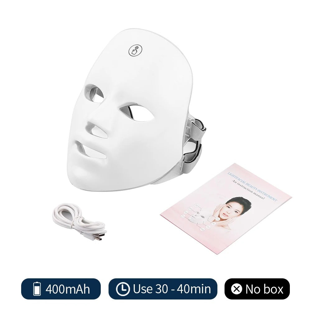 Rechargeable Facial LED Mask 7 Colors LED Photon Therapy Beauty Mask